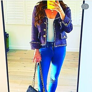 Chanel F/W 2013, Red, Ivory & Navy Tweed Blazer Size FR 34//US Small